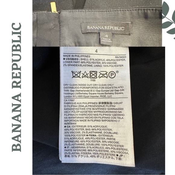 Banana Republic Black White Asymmetrical Faux Wrap Tweed Wide Band Hem Size 4 - Picture 10 of 10